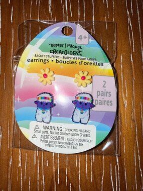 Creatology Easter Basket Stuffer Earrings 2 Pairs Ages 4+ Llama & Flower Design